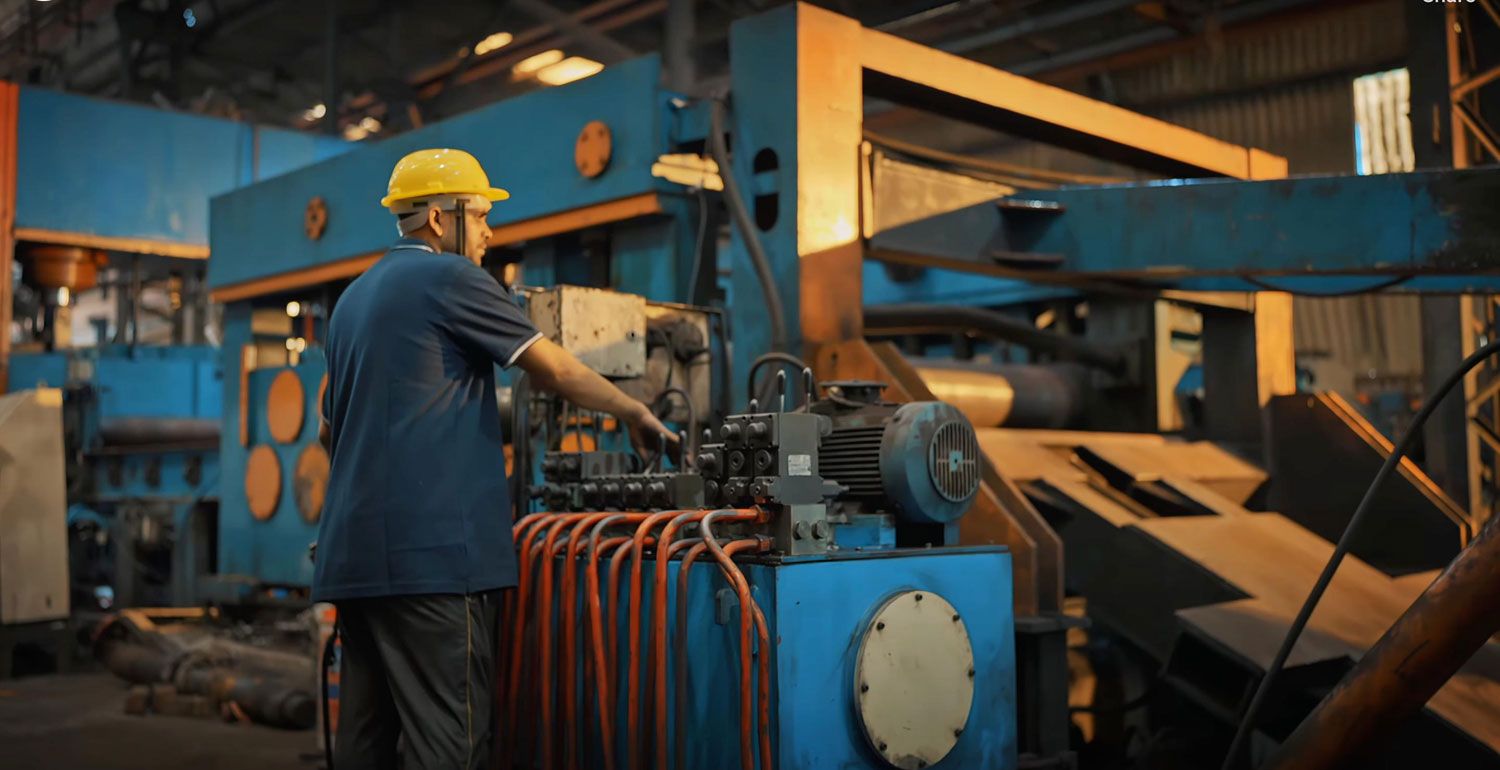 Operator at a CNC plate cutting machine