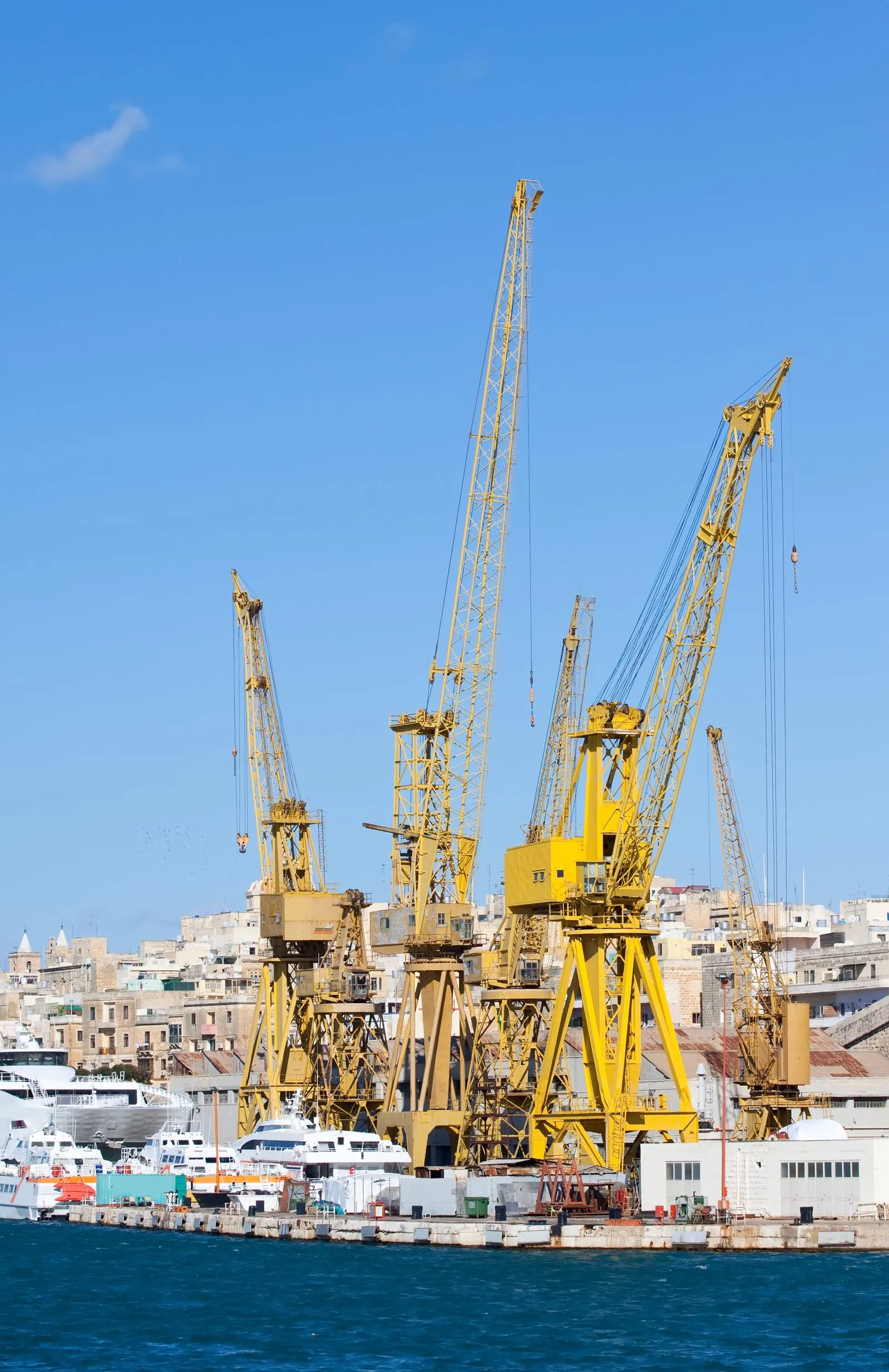 Yellow cranes at a dry dock